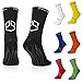 PremSox calzini antiscivolo da calcio con cuscinetti in gomma antiscivolo all'interno e all'esterno, metà polpaccio, cuscino antiscivolo per corsa, rugby, basket, fitness nero, blu, rosso, bianco