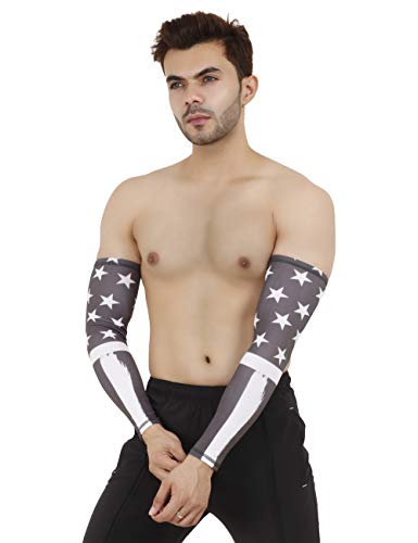 Image of NEVER LOSE Printed Arm Sleeves for Men & Women, Stretchable Breathable Compression Sports Sleeves for Gym, Cycling, Running, Driving & Outdoor Activities (Pack of 2 Pairs)