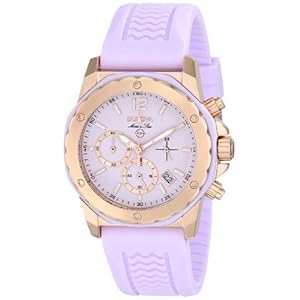 Bulova Women’s 98M118 Gold-Tone Stainless Steel Watch with Purple Rubber Band