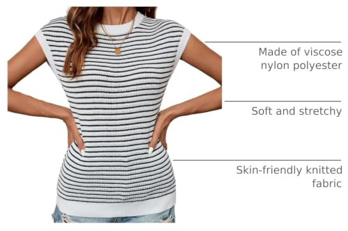 Image of Cap Sleeve Sweater Tops for Women 2026 Knit Summer Sleeveless Tank Vest | Slim Fit, Trendy Color Block, Soft, Skin-Friendly, Strechy, Lightweight, Breathable, Casual Daily Wear