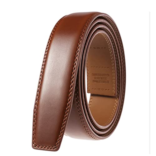 Width Leather Belt For Men Business Metal Automatic Buckle Ratchet Dark Brown2