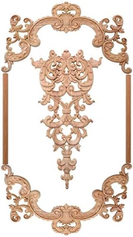 ZAMTAC Old Wood Carved Floral Decals Decorative European Style Furniture Wall Frame is Not Painted Household Cabinet Door Decoration - (Color: 40CMX23CM)
