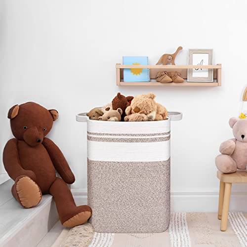 Dofasayi Laundry Basket - Large Woven Rope Tall Laundry Hamper With Handles, Living Room Decorative Blanket Basket, Collapsible Large Storage Basket For Living Room, Bedroom 17X13.8X22.1'' Light Brown #TOP3