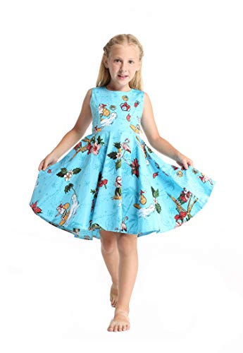 Girl Hawaiian Vintage Fit and Flare Dress in Christmas Santa in Hawaii