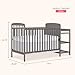 Dream On Me Anna 3-in-1 Convertible Full-Size Baby Crib & Changer with Storage in Steel Grey, GreenGuard Gold & JPMA, Pinewood, Converts to Day & Toddler Bed, 3 Mattress Heights, 1″ Changing Pad