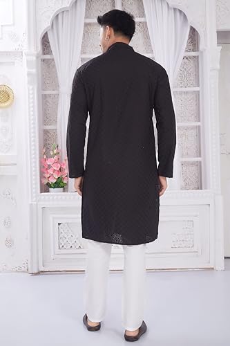 Image of DIVISIVE Men's Thread Embroidered Cotton Only Slim Fit Kurta