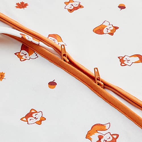 Daysu Cotton Baby Wearable Blanket, Sleeveless Baby Sleep Sack With Two-Way Zipper, Embroidered And Printed Baby Wearable Blanket For Newborn Baby Boys 18-24 Months, 2-Pack, Orange Fox, 0.5 Tog #TOP2
