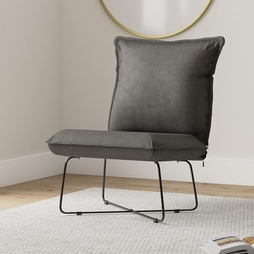 Sillón sin brazos moderno gris oscuro miniatura 2