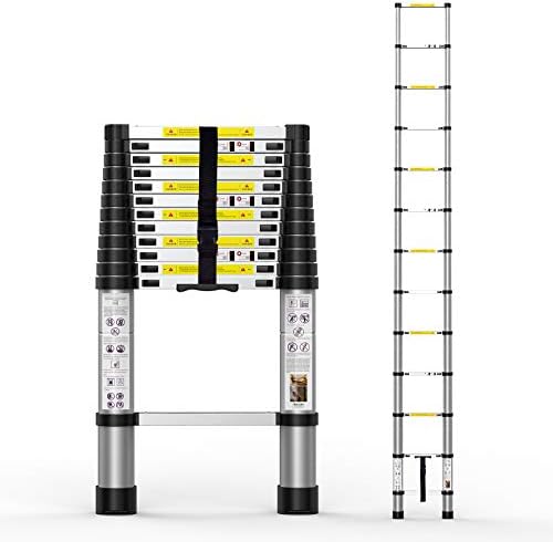Telescoping Extension Ladder 12.5FT, Aluminum Telescopic Ladders with Carry Bag for Outdoor Indoor Use