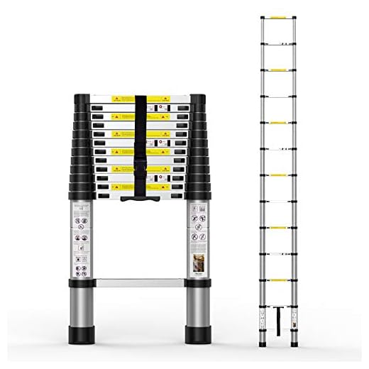 Telescoping Extension Ladder 12.5FT, Aluminum Telescopic Ladders with Carry Bag for Outdoor Indoor Use