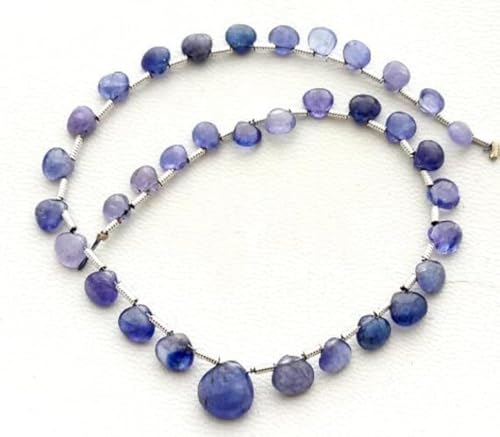 Tanzanite smooth heart shape beads, fil perles cœurs lisses 8"