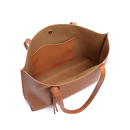 Image of Dreubea Women's Soft Faux Leather Tote Shoulder Bag from, Big Capacity Tassel Handbag