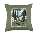 Olympic National Park Washington Vintage Travel Souvenir Throw Pillow
