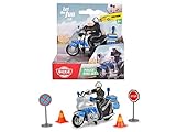 Das Polizeimotorrad mit Figur von Dickie Toys bringt die rasante Action von den Straßen ins eigene Kinderzimmer.