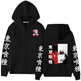 Ubeisy Anime Kaneki Ken Zip up Hoodie Sweatshirt Adult Cosplay 3D Printed Hooded Pullover Sweater,B-1/XL