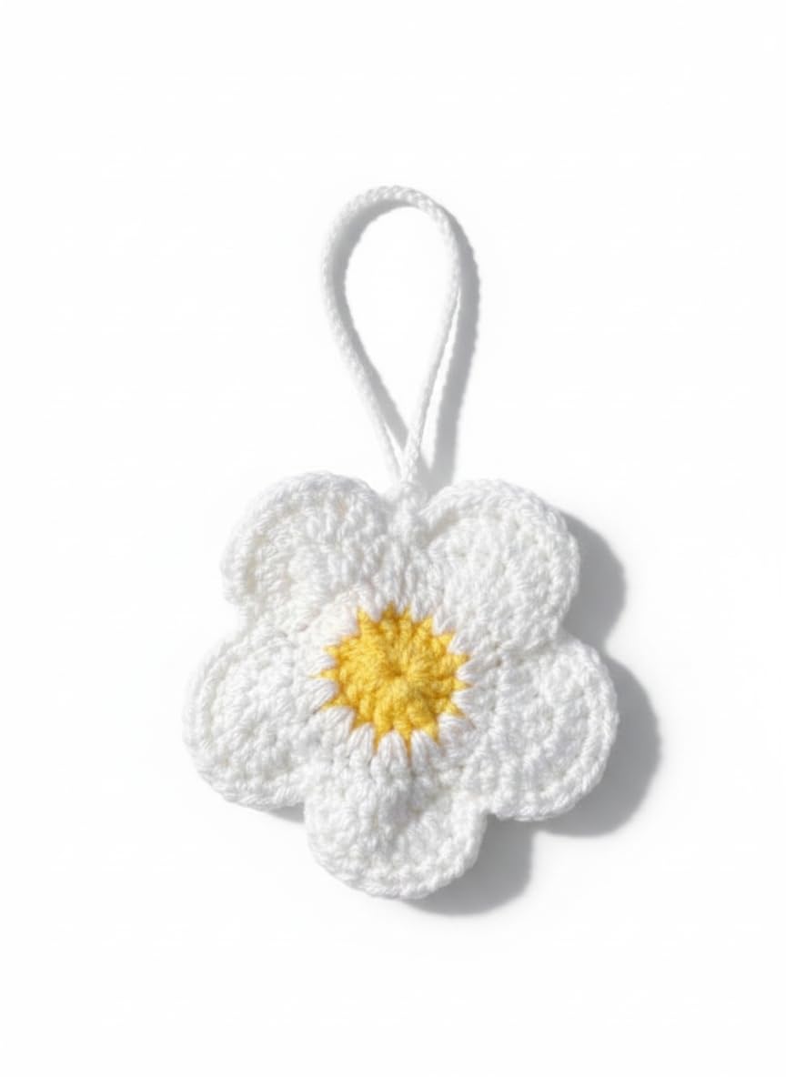 Handmade Crochet Earphone Case – Soft Drawstring Pouch with Keychain | Protective Crochet Bag for Women & Girls | Travel-Friendly Earbuds Holder & Cute Accessory (White)