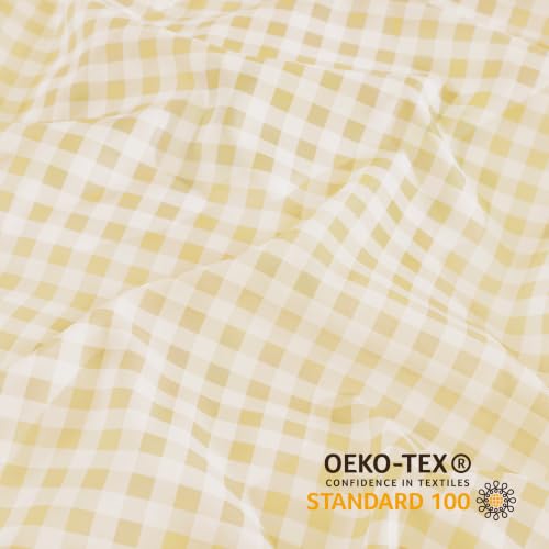Image of Andency Gingham Duvet Cover Full Size, Yellow Checkered Plaid Bedding Set, 3 Pieces Soft Prewashed Microfiber Comforter Cover with Zipper Closure & Corner Ties