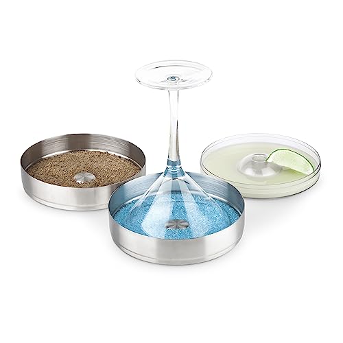 Kit de 2 ribeteadores de acero inoxidable Final Touch de 2 niveles para escarchar copas de cóctel, con un amplio diámetro de 15 cm; perfectos para Margaritas o Martinis