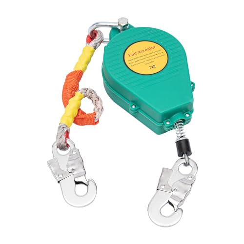 JooWing 23ft Self Retracting Lifeline Fall Arrester Fall Protection Alloy steel 330lbs Hook & Steel Wire Rope for electrical maintenance, engineering construction, transportation
