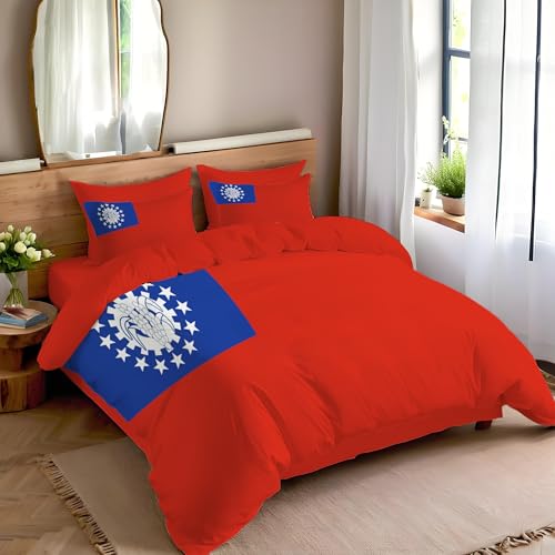 Housse de couette Myanmar 3D en microfibre douce avec fermeture éclair