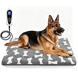 Bestio Dog Heating Pad 34×21 in with Upgraded Smart Switch, Added Constant On Function UL&MET Dual Certification Heated Dog Bed Equipped with Soft Cotton Cover-Gray