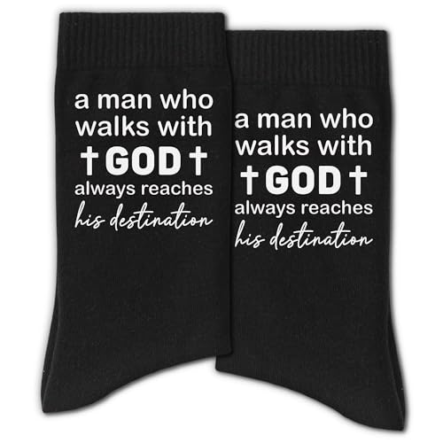 RZQIJ Christian Socks for Men - A Man Who Walks with God Always Reaches His Destination...