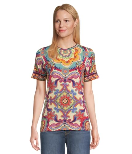 Johnny was Women's The Janie Favorite Favorite Short Sleeve Crew Neck Mcanna Scarf Large