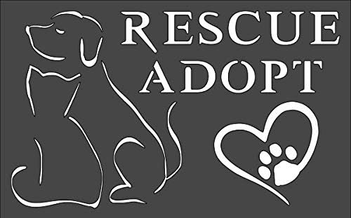 Rescue Adopt Logo Stencil Reusable Sturdy Flexible Clear Plastic 1-5x8 in Arts and Crafts Material Scrapbooking for Airbrush Painting Drawing