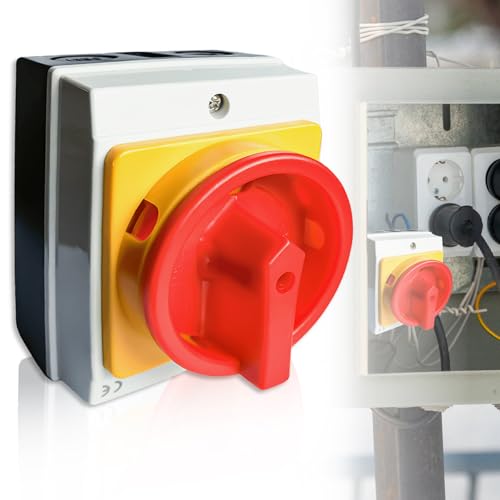 Interrupteur Principal à 3 Pôles 16 A IP65 - Sectionneur de Charge en Saillie Avec Boîtier en Plastique - Interrupteur Rotatif pour Connecter