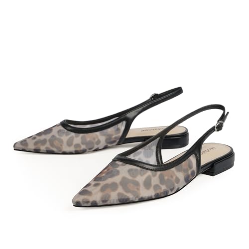 Image of Modatope Slingback Flats for Women Pointed Toe Ballet Flats Classic Low Heel Sandals Dress Shoes