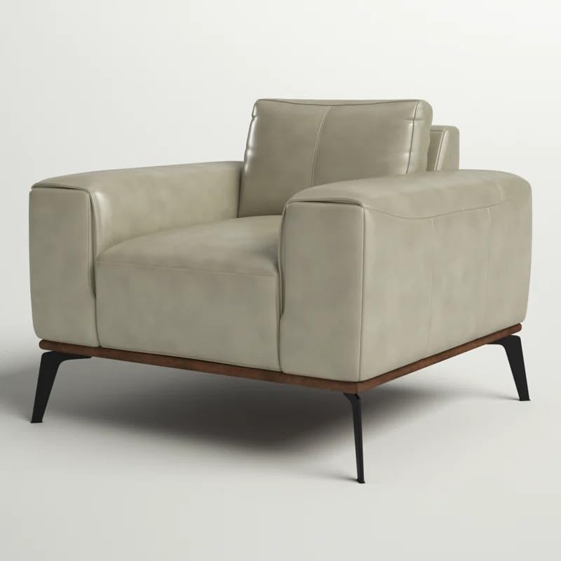 Image of LEGACY OF COMFORT Conley Leather Armchair Lounger Armchair Sofa One Seater Sofa for Living Room Offices Hotels (Ash Green, One Seater)
