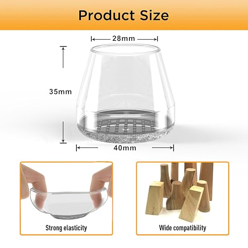 Chair Leg Floor Protectors, 16 Pcs Silicone Furniture Pads for Hardwood Floors, for Protect Chair feet & Wooden Floors, Free Moving Table Leg Covers (Fit: 1.2-1.6",Clear). by CHWM - Image 2