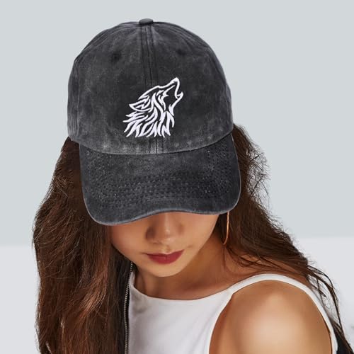 Image of Embroidered Baseball Cap for Women Men Vintage Adjustable Washed Distressed Denim Baseball Hat