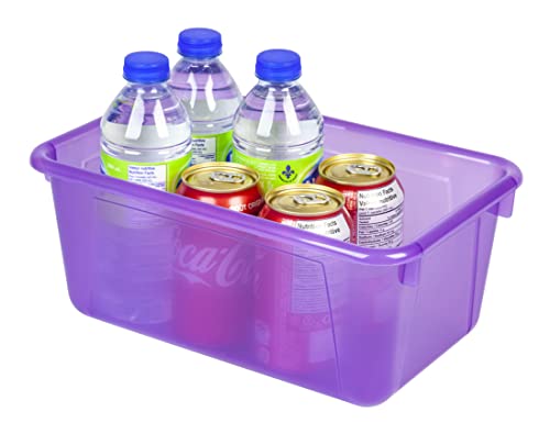 Image of Storex Small Cubby Bins - Plastic Storage Containers for Classroom, 12.2 x 7.8 x 5.1 inches, Candy Violet, 5-Pack (62478A05C)
