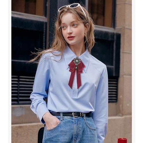 Image of Rhinestone Retro British Style Pre-tied Adjustable Fabric Ribbon Bow Tie for Women Men Uniform Necktie Bownot