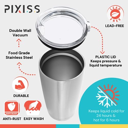 Pixiss Double Wall Tumbler Cups Bulk (25 pack) - 20 oz Stainless Steel Hot and Cold Tumblers - Reusable Cups With Lids for Stainless Steel Tumbler Cups, Tumbler Painting, Glitter, Vinyl and More - Image 4
