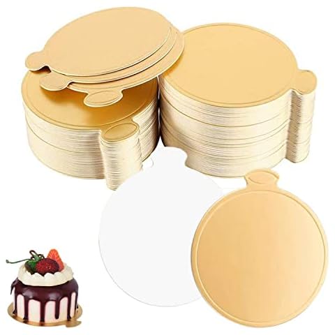 ACONDE Cake Boards, 100 Pieces 3.15 inch Cake Circles Base, for Dessert, Cake, Gold Cover