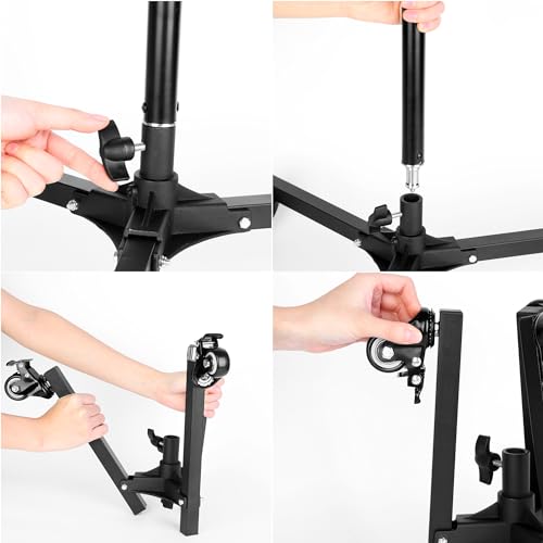 Photography Light Stand Base with Casters,Wheeled Floor Light Stand, Foldable Low-Angle/Tabletop Shooting Base Stand for Studio Monolight,Reflector,Diffuser...