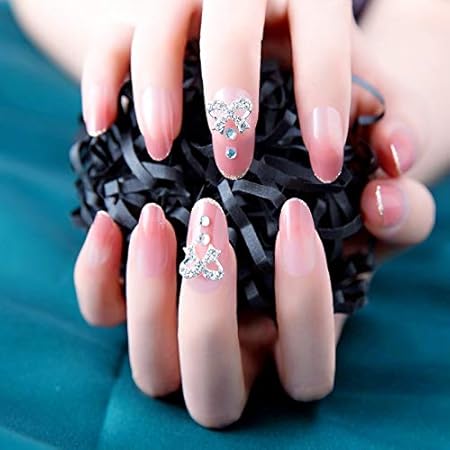 Amazon 24枚入り ネイルチップ 3d蝶结び 飾り グラデーションピンク ネイル 可愛い 優雅 ミラー ミックスネイル 付け爪 成人式ネイル 披露宴 パーティー 二次会 結婚式ネイルチップ Mallnoo ネイルチップ 通販