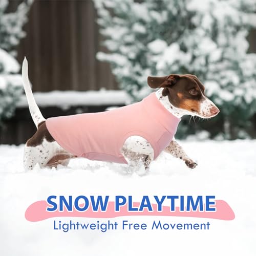 Image of Soft Fleece Dachshund Sweater for Warmth, Pink, Small | Stretchy Sleeveless Small Dog Clothes, Pullover sweaters for miniature dachshund dogs, Lightweight Vest for Chilly Days