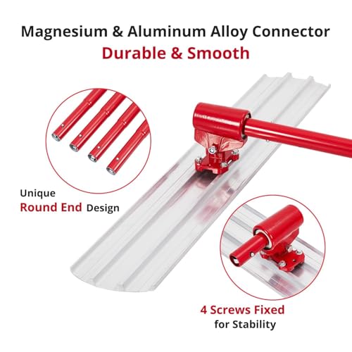 Garvee 36 x 8 Inch Magnesium Concrete Bull Float with Round Ends, Includes 4 Float Handle Bracket, Cement Finishing Tool Kit for Smooth Surface Work (Red) by Garvee - Image 4