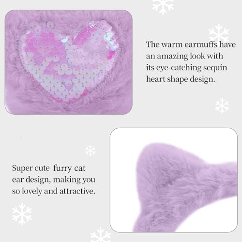 Cute Animal Earmuffs for Girls Women Winter Soft Plush Ear Warmers Outdoor Ear Muffs With Cat Ears3