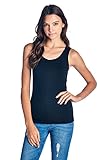 Solid Extra Soft Viscose Made from Bamboo Sleeveless Tank Top Undershirt for Women (Small, Black)