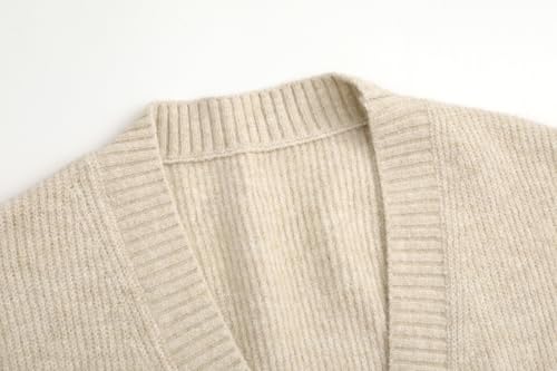 Image of Women's Knit Cardigans Open Front Long Sleeve V Neck Button Down Loose Cardigan Sweaters Cable Knit Outwear Coats