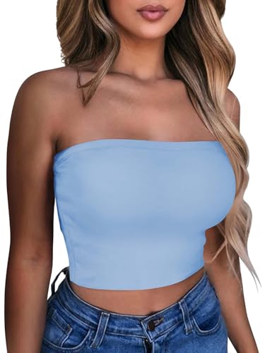Image of Summer Tube Tops Basic Crop Tops for Women Strapless Tank Casual Tunics Sexy Short Shirts 2026