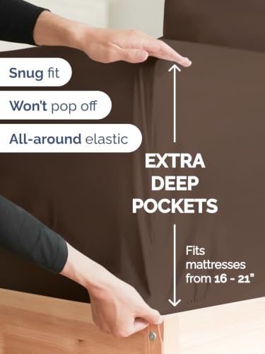 Image of Extra Deep Pocket Full Size Sheet Set - Breathable & Cooling - Brown