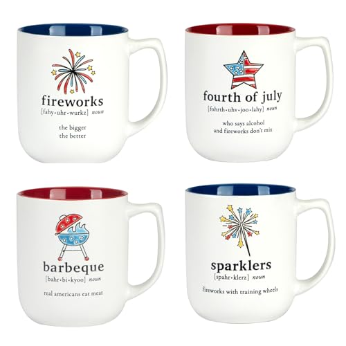 Set de 4 mugs patrióticos Stoneware 18 oz miniatura 2