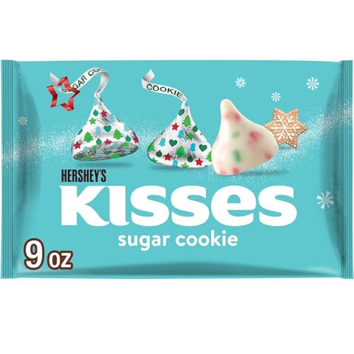 HERSHEY'S KISSES Sugar Cookie Flavored, Christmas Candy Bag, 9 oz