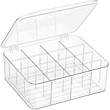 sunoyar Sock Underwear Organizer, 16 Compartment Adjustable Dividers Bras Socks Underwear Drawer Organizers for Closet, Clear Plastic Storage Containers Box with Lids for Ties Bra Scarf Socks