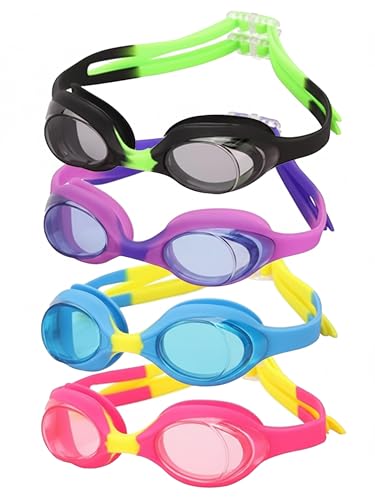 Lunettes de natation enfants pour la piscine et les vacances d'été à la mer en lot de 4